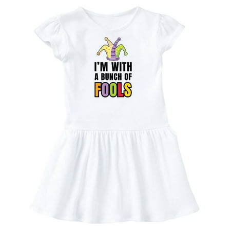 

Inktastic Im with a Bunch of Fools with Jester Hat April Fools Day Gift Toddler Girl Dress