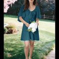 thumbnail image 4 of Vestido Mini Elegante con Escote en V Profundo y Lazo en Mar Azul L, 4 of 8