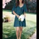 thumbnail image 4 of Vestido Mini Elegante con Escote en V Profundo y Lazo en Mar Azul M, 4 of 8