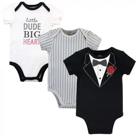 UPC: 0660168727319 | Little Treasure Baby Boy Cotton Bodysuits 3pk  Tuxedo Rose  3-6 Months