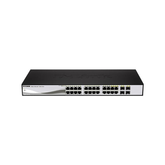 D-Link Web Smart DGS-1210-28P - Switch - managed - 24 x 10/100/1000 (PoE)   4 x Gigabit SFP - desktop, rack-mountable - PoE
