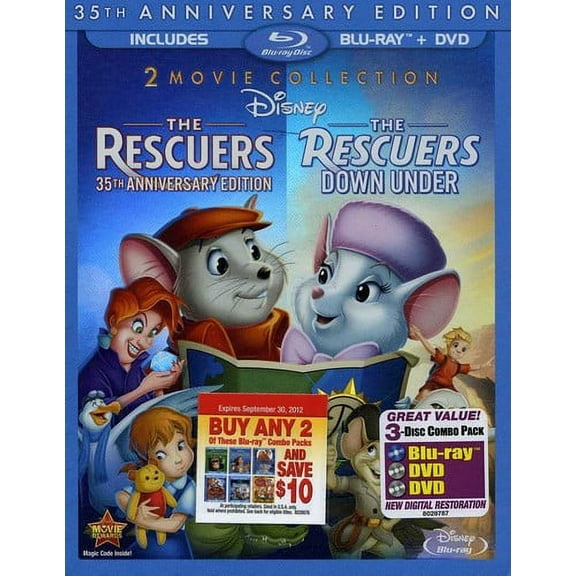 The Rescuers / The Rescuers Down Under (35th Anniversary Edition) (Blu-ray DVD), Walt Disney Video, Kids & Family