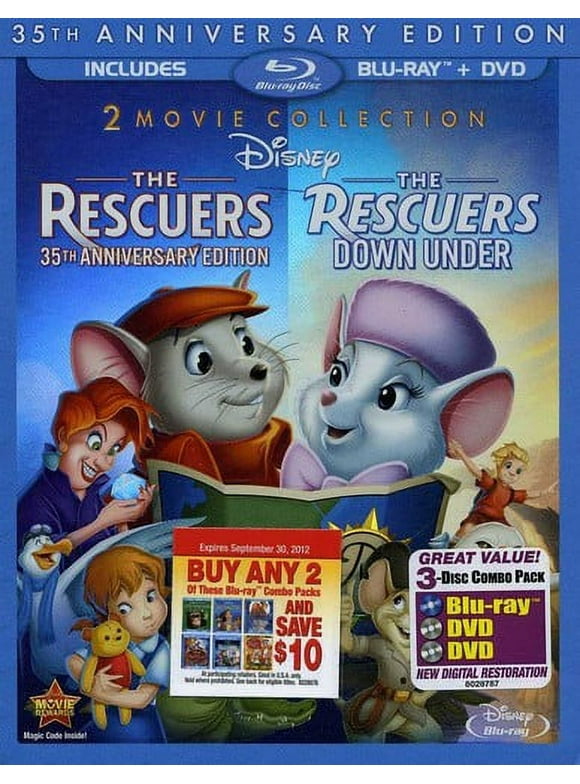The Rescuers / The Rescuers Down Under (35th Anniversary Edition) (Blu-ray + DVD), Walt Disney Video, Kids & Family