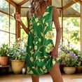 thumbnail image 2 of Summer Short Dresses for Women Plus Size Floral Printed V-Neck Sleeveless Casual Summer A-Line Loose Dress with Pockets, 2 of 8