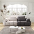thumbnail image 3 of 86.6″ Loveseat Couch, Suede Fabric two Seat Sofa with Integrated Framework, Deep Seat Couch for Living Room, Apartment, Studio, Beige+Grey, 3 of 8