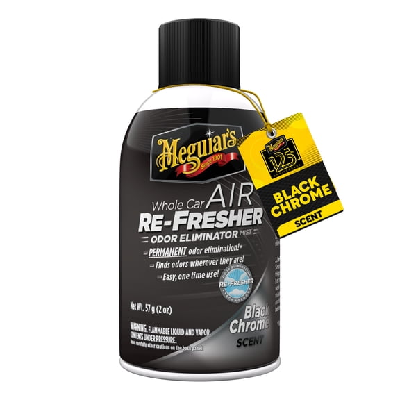 Meguiar's G181302 Whole Car Air Re-Fresher Odor Eliminator Mist, Black Chrome Scent, 2 oz