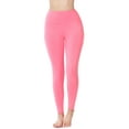 thumbnail image 1 of Women & Plus Stretch Workout Running Tight Leggings with Wide Waistband & Pockets (Bright Pink, S), 1 of 1