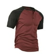 thumbnail image 4 of Krdevn Men's Color Blocked Button Open Neck Pineapple Grid Raglan Sleeves for Men Casual Loose Sports Business Short Sleeved T Shirt,M, 4 of 4