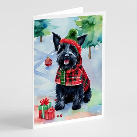Scottish Terrier Christmas Greeting Cards Pack of 8 7 in x 5 in