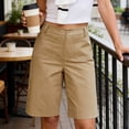 thumbnail image 2 of Women Bermuda Long Shorts 14" High Waisted Knee Length Capri Shorts with Pockets Summer Hiking Stretch Loose Capri Pants with Front Pockets, 2 of 9