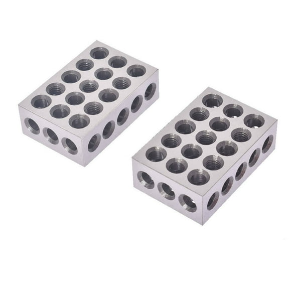 1-2-3 Blocks Matched Pair Hardened Steel Set Up Blocks 23 Holes (1x2x3) 123 Set with Screws & HEX KEY Precision Ground Machinist