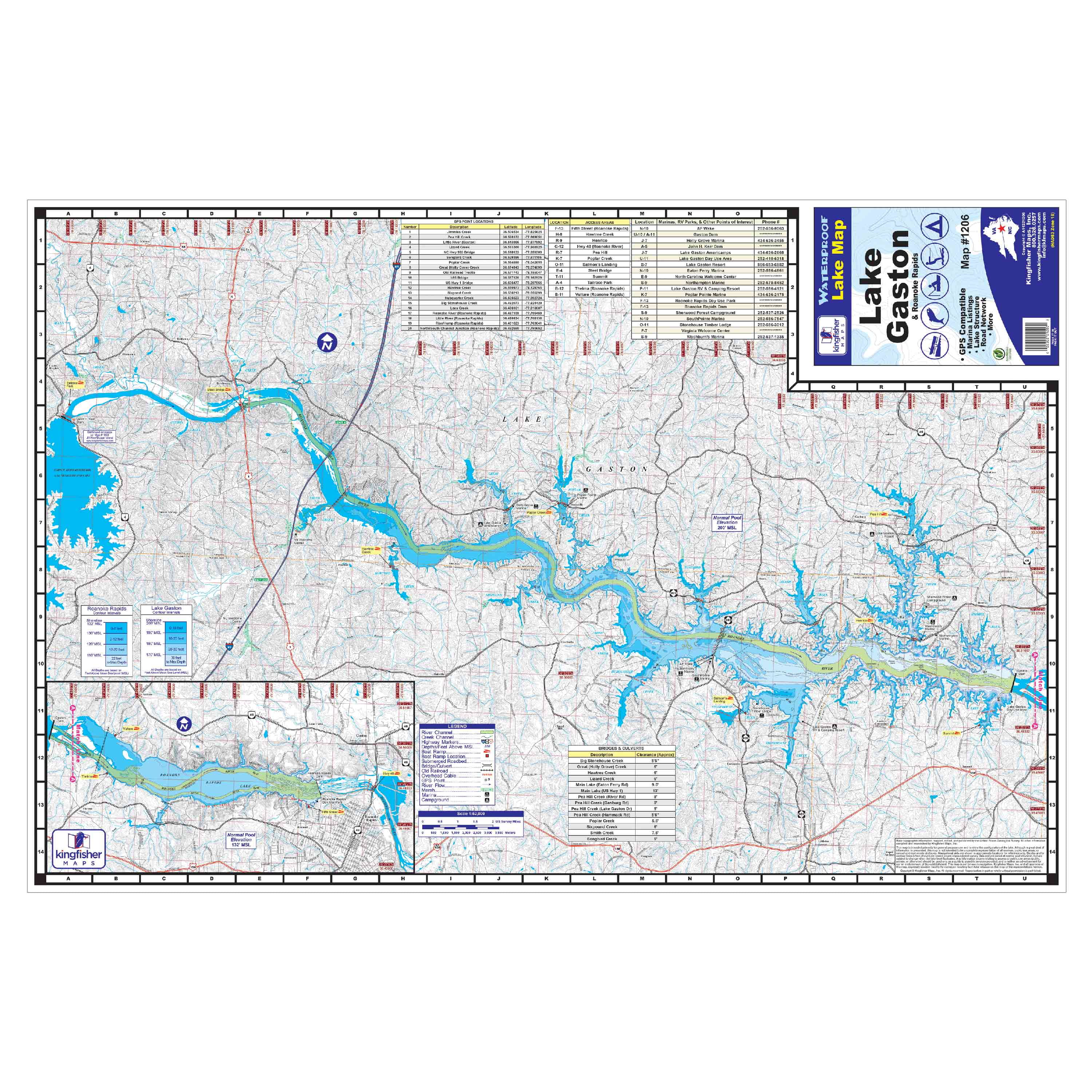 Printable Map of Lake Gaston, North Carolina, US Instant Download Lake Map  Map Poster Lake House Decor Lakelife Fishing boating 