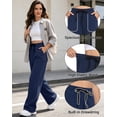 thumbnail image 3 of Cadmus Wide Leg Sweatpants for Women Drawstring Elastic Waist Fall Winter Casual Workout Pants with Pockets,Navy Blue,M, 3 of 9