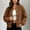 Brown, variant on Sherpa Bomber Jacket for Women Fuzzy Zip Up Coat Ribbed Cuff Collar Long Sleeve Teddy Bear Outwear Navy
