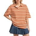 thumbnail image 2 of Dresfit Golf Shirts for Women Short Sleeve Button Down Polo Shirts Summer 2026 Striped Back To School T Shirts Oversized Solid Regular Fit Golf Graphic Tees L, 2 of 6