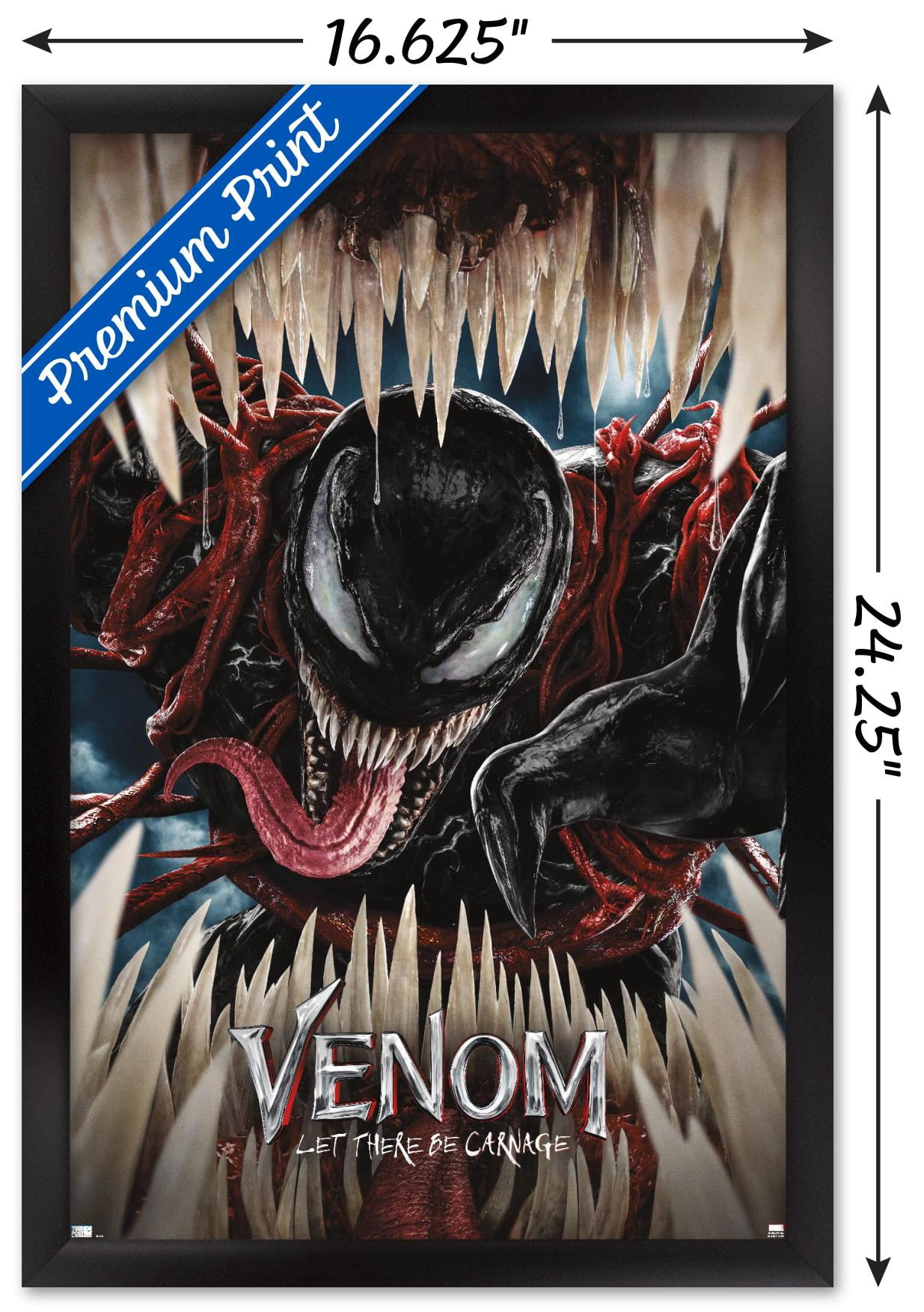 Marvel Venom: Let There be Carnage - Teeth One Sheet Wall Poster, 14.725" x 22.375" Framed