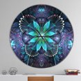 thumbnail image 2 of Designart 'Fractal Flower Blue Digital Art ' Modern wall clock, 2 of 6