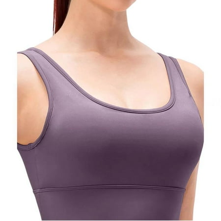 

SUANMAY Women s Double Sided Brocade Nude Yoga Bra Shockproof Gathering Comfortable Sports Underwear Running Fitness Sports Vest Purple XL