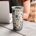 thumbnail image 4 of 20 Oz Paw Prints and Bones Coffee Tumbler Double Wall Insulated Stainless Steel Water Bottle | Metal Reusable Thermoses Flask with Cup Cap | Leak & Sweat Proof with Anti-Dust Lid, 4 of 7