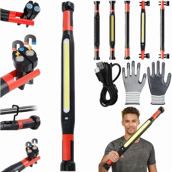 Magnetic Rechargeable Work Light, 2026 New Underhood Worklight LED Bar for Mechanics/Car Repairing/Garage Workshop, Under Hood Works Home Mechanic Lights Accessory with Strong Base & Hook