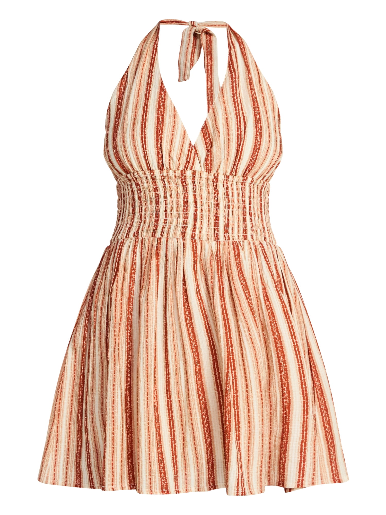 No Boundaries Smocked Cotton Halter Mini Dress, Women's XXS-XXL