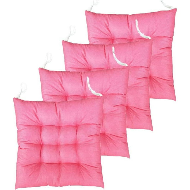 Granjero Gordo Juego de 4 cojines cuadrados de capitoné para silla, con lazos, color rojo sandía, 45 x 45 x 7,6 cm