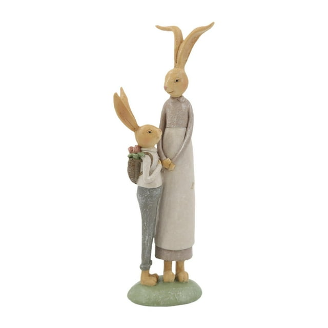 Resina Estatua de la familia Family Bunny para ventana Sill Bonsai Decor Stfel Mamá e hijo