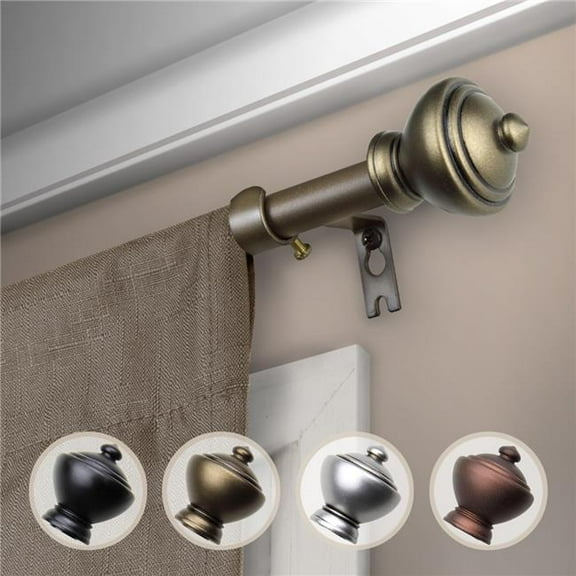 Central Design 5707-184 0.625 in. Dia. Logan Curtain Rod, Antique Gold - 18-28 in.