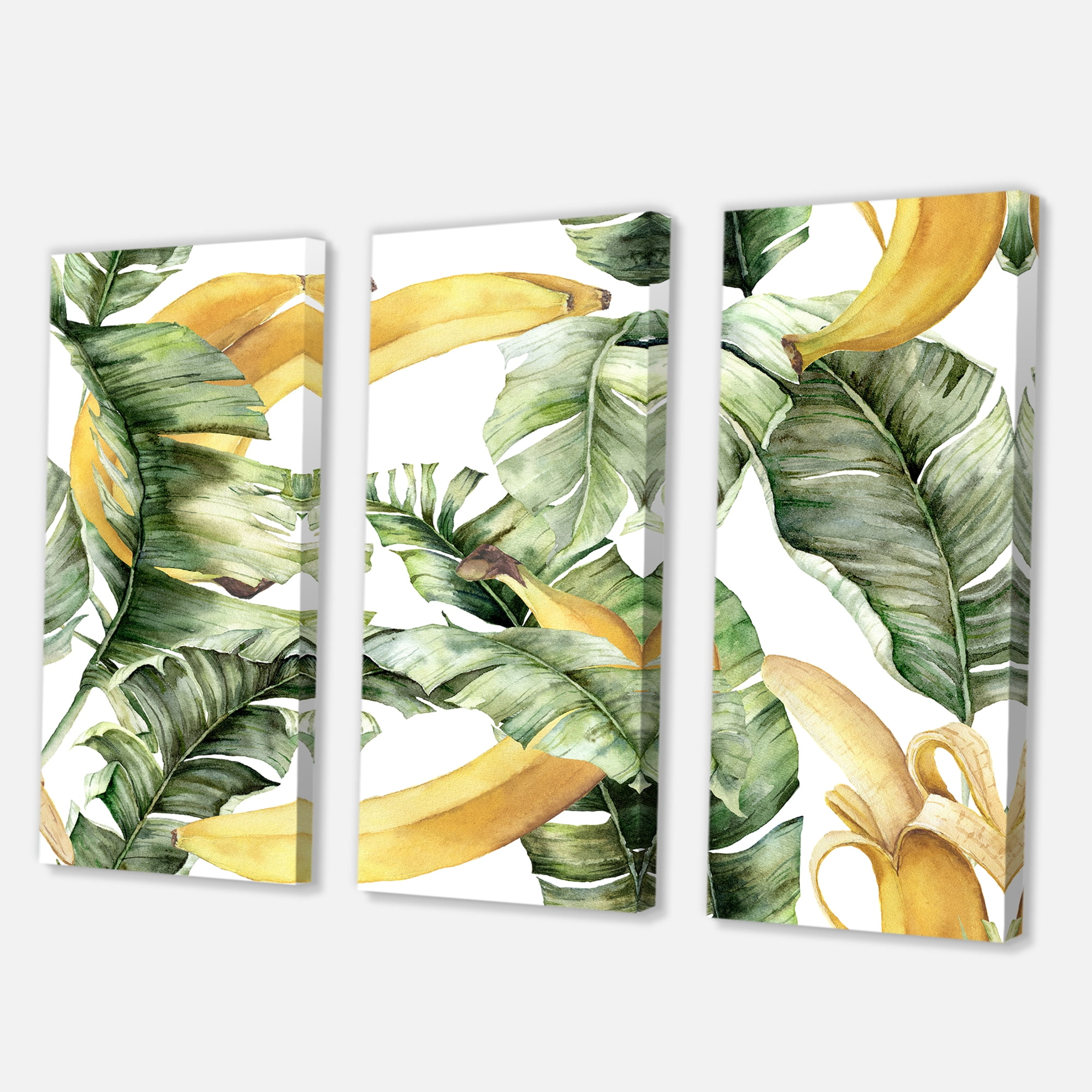 Designart ' Leaves With Ripe Bananas ' Nautical & Coastal Canvas Wall Art Print