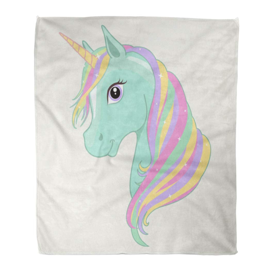 The Big One Grey Unicorn & Rainbow 60"x72" Throw Blanket & Pillow Set 