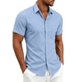 thumbnail image 6 of Stamzod Mens Shirts Casual Solid Short Sleeve Button Up Shirt Men Business Work Dress Shirts S-5Xl Light Blue S, 6 of 9