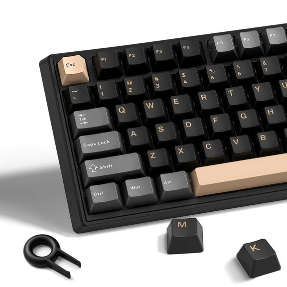 Punada 128‑Key Double‑Shot PBT Keycaps, Retro Colorway, Compatible with 60%‑100% Full‑Size Mechanical Gaming Keyboards