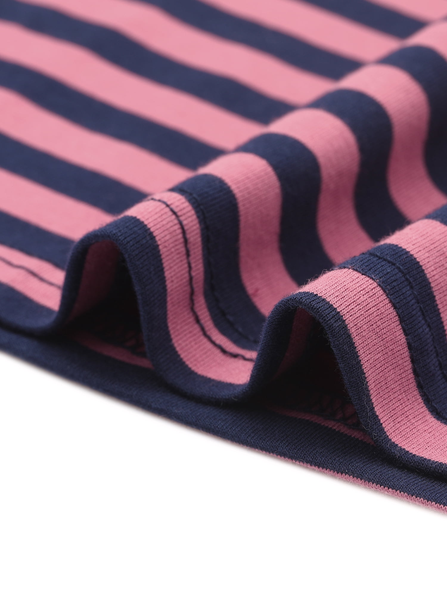 DARING DIVA Women's Striped Long Sleeve Cotton Crew Neck Fitted Tees M Pink Stripe