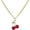 Leaf C, variant on Red Cherry Fruit Necklace for Women Dainty Crystal Summer Tropical Fruit, Choker, Pearl, Style I0166