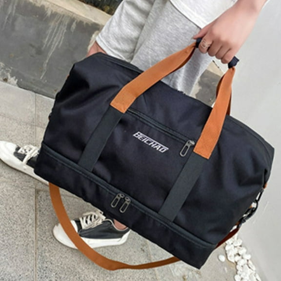 Violete Gym Duffel Bag Waterproof with Shoe Compartment, Red, 18.1"x11"x9.8", Sports Travel Organizer