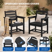 KINGYES 7-Piece Outdoor Dining Set, All Weather HDPE Patio Table and Chairs with Umbrella Hole, Black