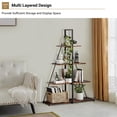 thumbnail image 4 of QinaQin Librero tipo escalera de 4 niveles con diseño de velero, estante en forma A con estructura metálica negra y acabado madera vintage para sala u oficina, 4 of 9