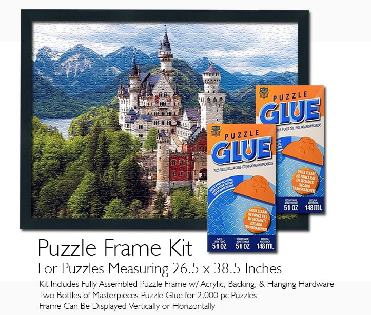 Jigsaw Puzzle Frame Kit Featuring Masterpieces Puzzle Glue 5 fl OZ
