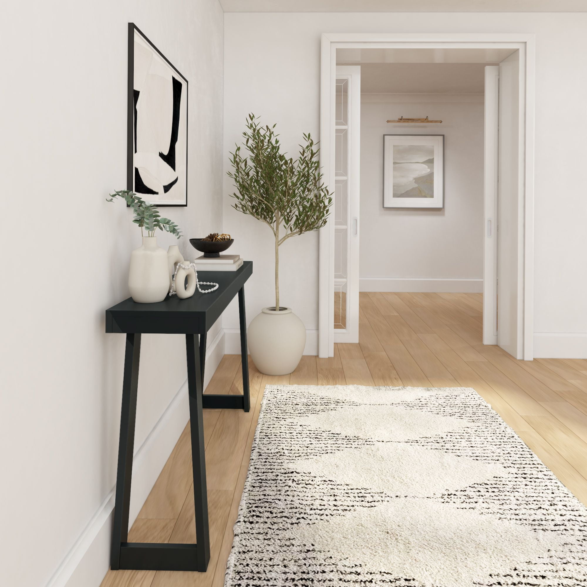 Plank+Beam Solid Wood 56" Console Table, Classic Entryway Table, Narrow Foyer Table