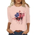thumbnail image 2 of Dazajoo 2024 USA Flag for Women Plus Size Shirts Independence Day Crew Neck Tunic Tops Womens 4th of July Summer Patriotic Loose T-shirt Today's Deals,Pink,L, 2 of 6