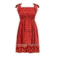 thumbnail image 4 of SMihono Robes d'Été Bohémiennes pour Femmes Grande Taille Robe d'Été Bohème Imprimée Florale Bretelles Spaghetti Col Carré Volantée Ligne A Swing Plage Mini Robe, 4 of 6