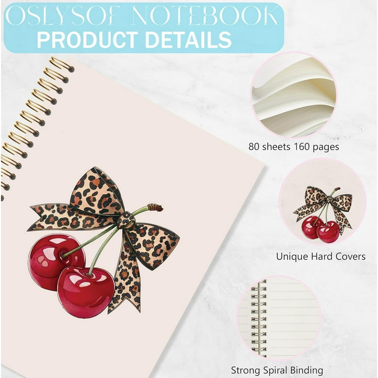 Preppy Notebook With Pink & Blue Hearts - Aesthetic Spiral Journal 5.5x8.3 Inches For Girls & Women