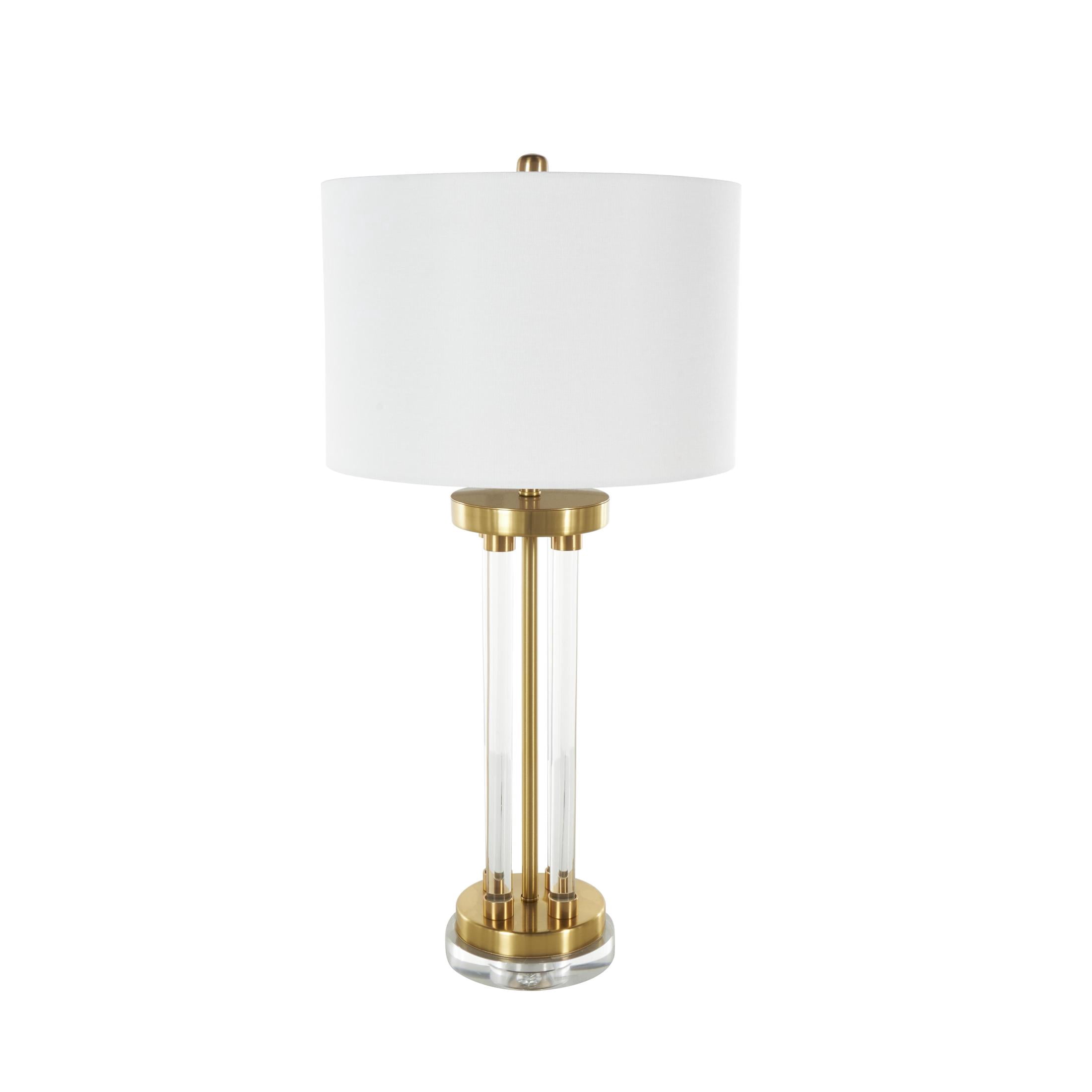 DecMode 31" Rods Clear Table Lamp with White Linen Shade
