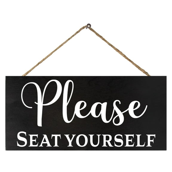 JennyGems Funny Bathroom Decor, Please Seat Yourself Wood Sign, Rustic Farmhouse Bathroom Wall Art, Made in USA