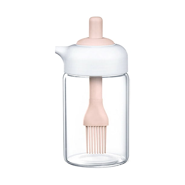 Botella de Aceite de Vidrio Creativa con Pincel, Contenedor de Botella de Vinagre