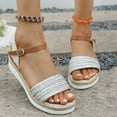 thumbnail image 4 of EliteGoogv Womens Sandals Platform Wedge Sandals For Women Summer Casual Walking Shoes Comfortable Heeled Sandals Travel Beach Vacation Shoes US: 10.5 Silver, 4 of 7
