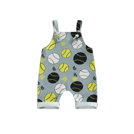 

Calsunbaby Infant Baby Boys Girls Romper Baseball Print Sleeveless Sling Summer Jumpsuit Clothes 0-3T