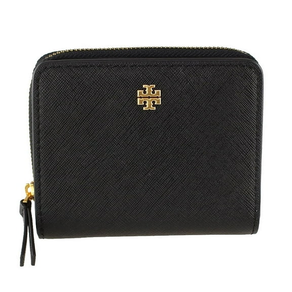 Tory Burch Women's Emerson Saffiano Leather Mini Wallet (Black)