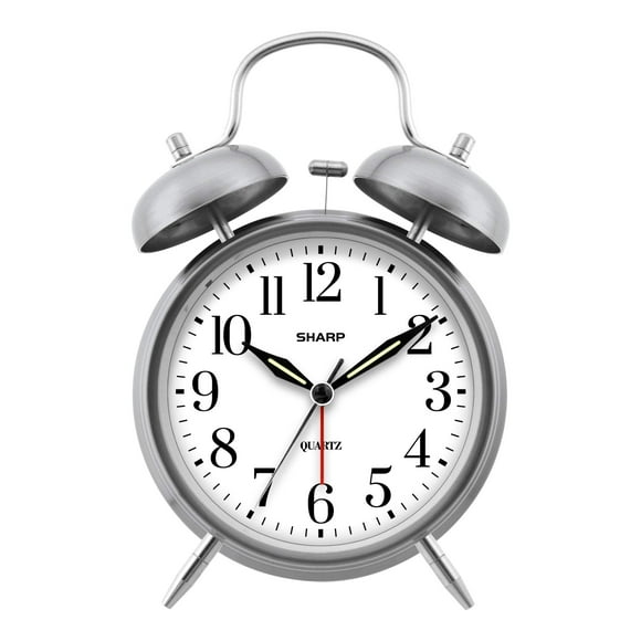 Reloj despertador Sharp Twin Bell, alarma fuerte, funciona con pilas