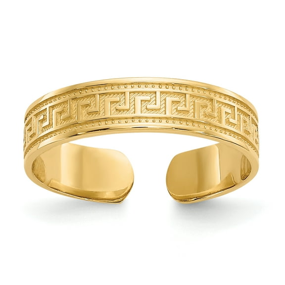 Primal Gold 14 Karat Yellow Gold Greek Key Toe Ring